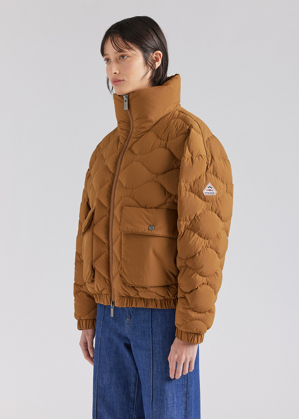 Pyrenex Enola bronze brown short bomber down jacket-3