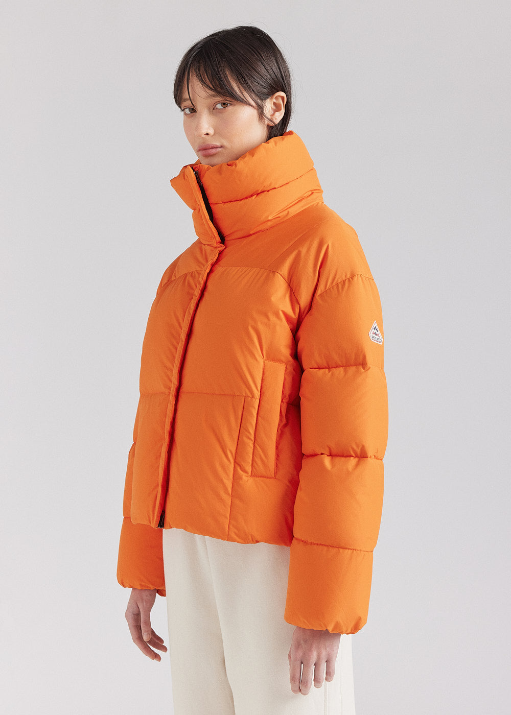 Pyrenex Harmonie Crop Orange women's short down jacket-3