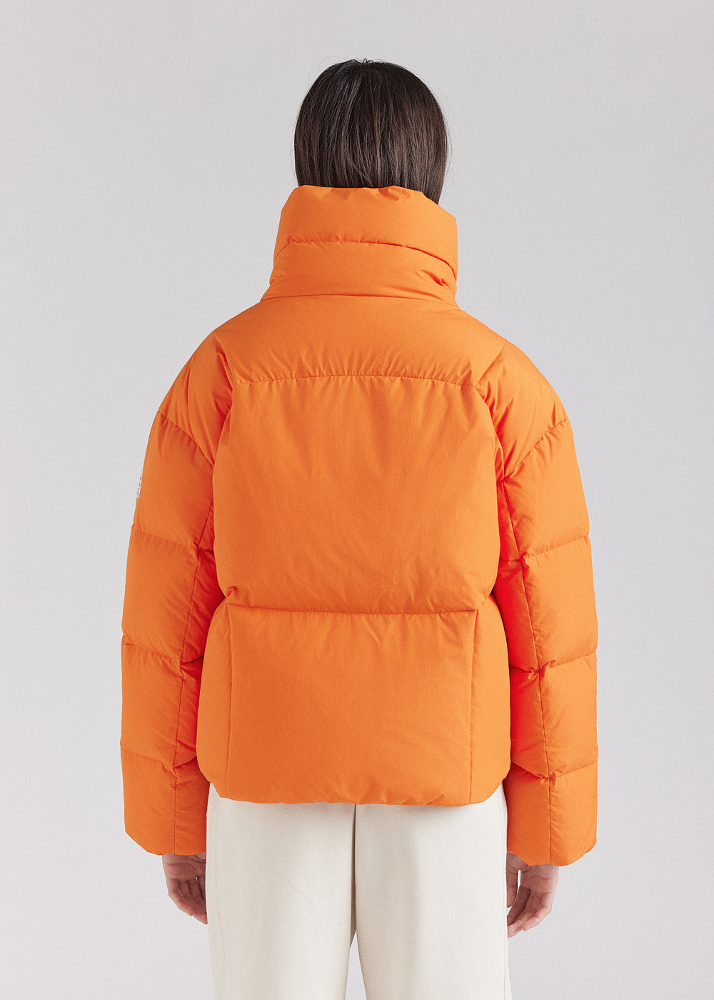 Pyrenex Harmonie Crop Orange women's short down jacket-4