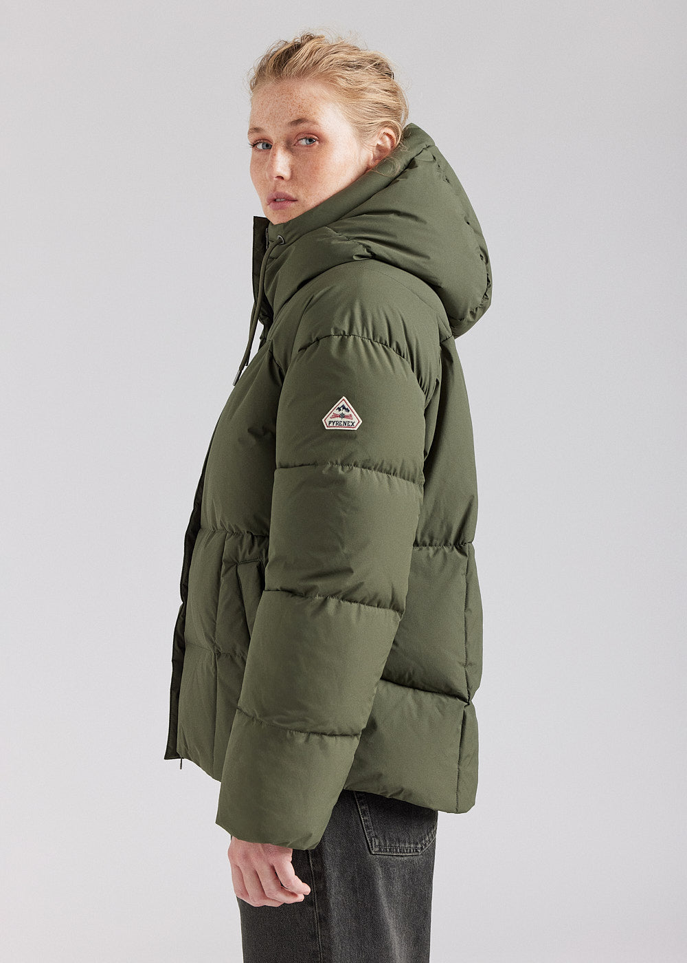 Pyrenex Harmonie Damen-Daunenjacke mit umhüllender Kapuze Khaki-3