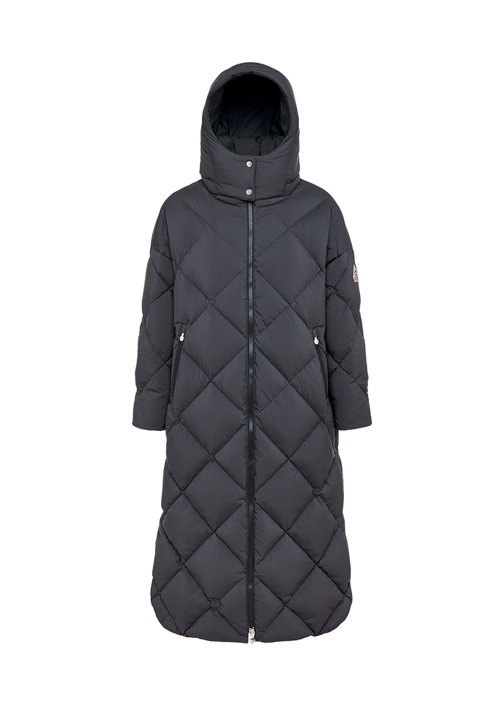 Langer Damenmantel aus Naturdaunen Pyrenex Adele Coat grau-6