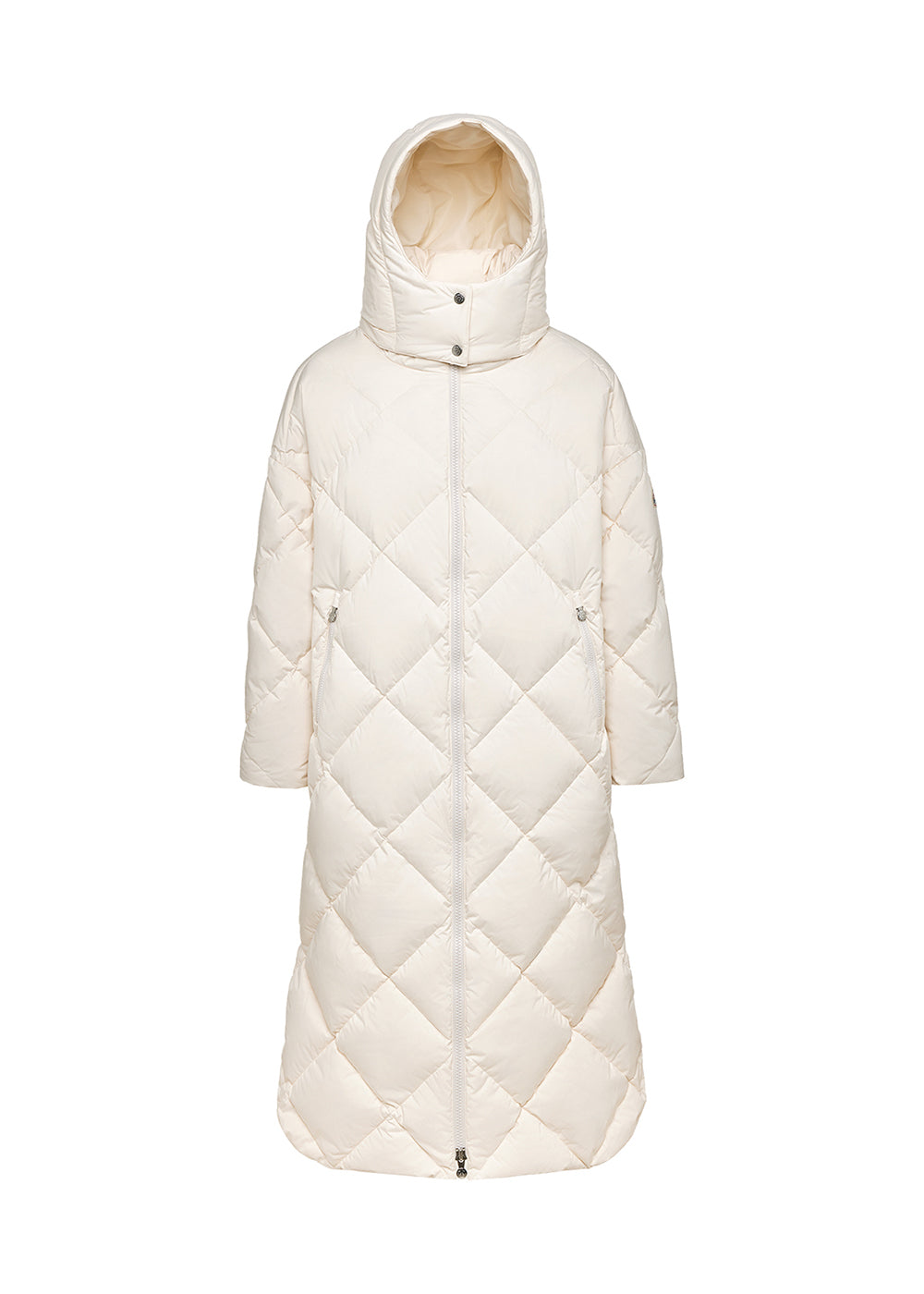 Manteau long pour femme en duvet naturel Pyrenex Adele Coat blanc casse