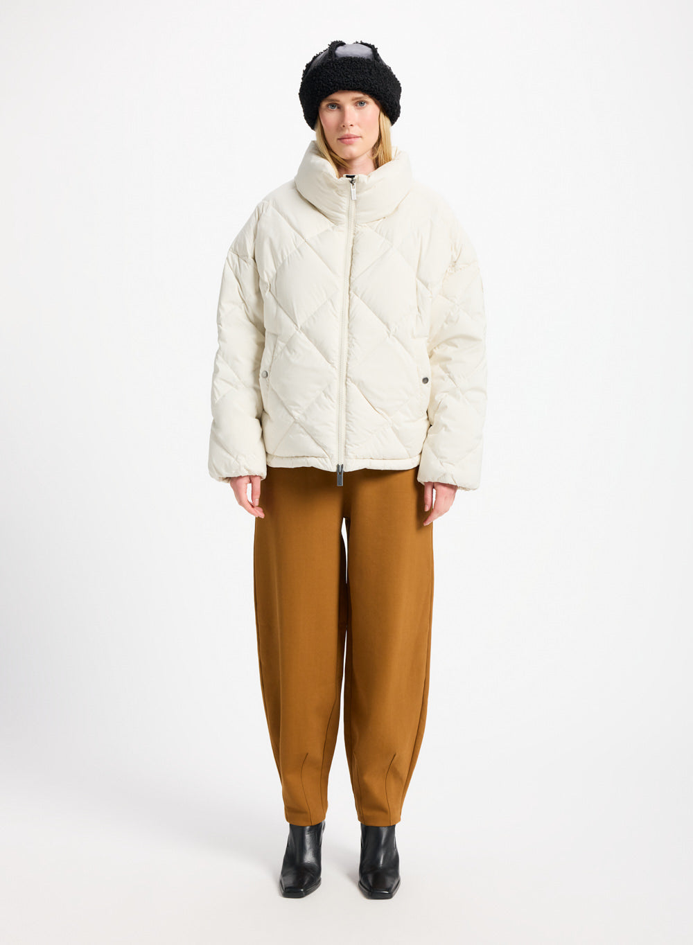 Doudoune oversize femme Pyrenex Adele avec col enveloppant blanche-2