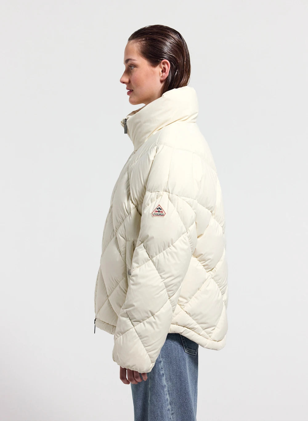 Doudoune oversize femme Pyrenex Adele avec col enveloppant blanche-3