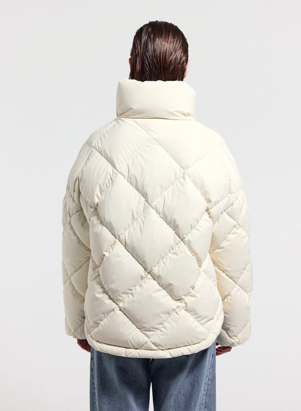 Doudoune oversize femme Pyrenex Adele avec col enveloppant blanche-4