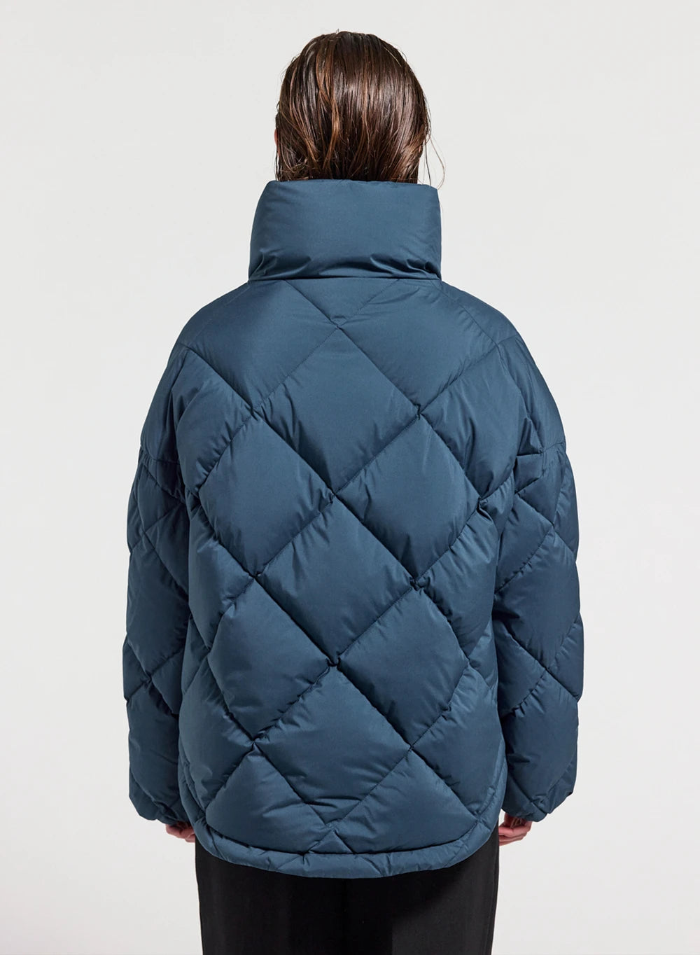 Oversize-Daunenjacke Damen Pyrenex Adele mit umhüllendem Kragen petrolblau-5