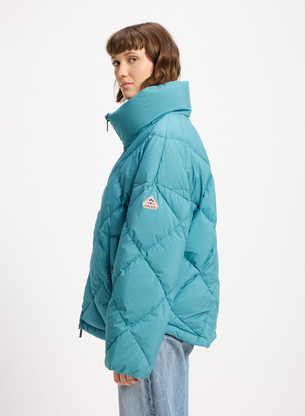 Doudoune oversize femme Pyrenex Adele avec col enveloppant turquoise