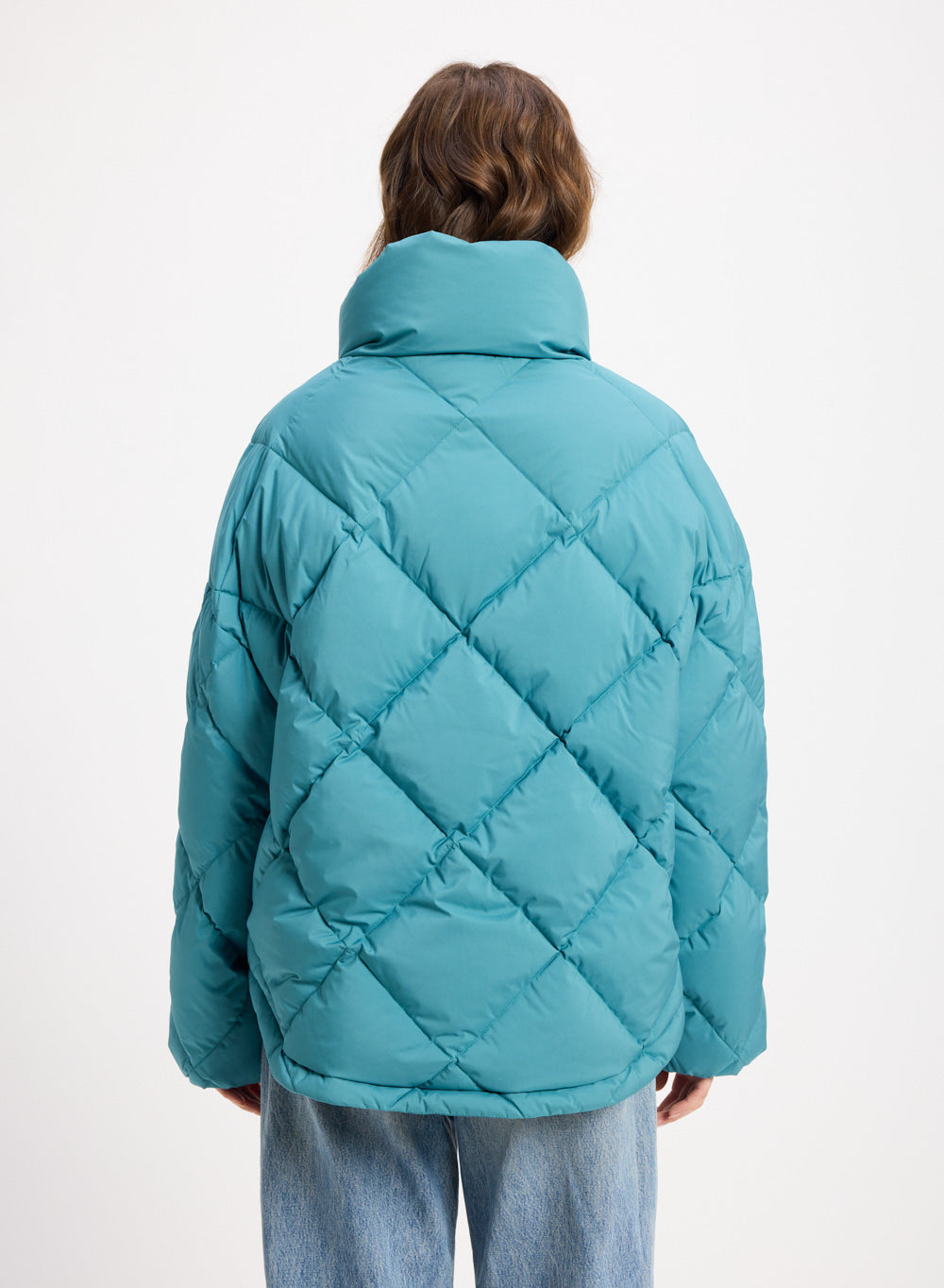 Doudoune oversize femme Pyrenex Adele avec col enveloppant turquoise-5