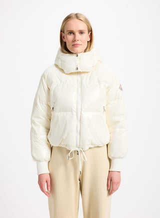 Short hooded down jacket for women Pyrenex Altic white
