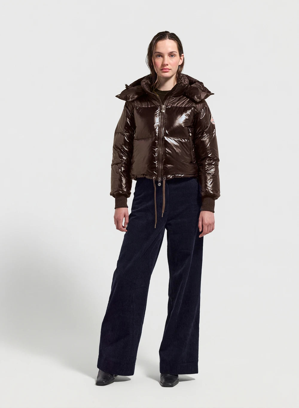 Kurze Daunenjacke mit Kapuze Damen Altic Dunkelbraun-2