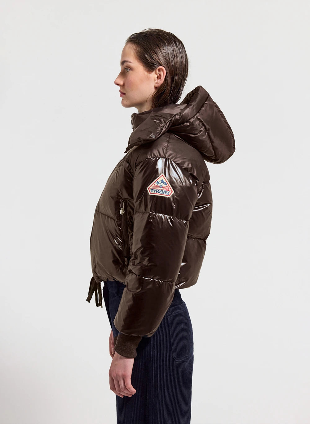 Kurze Daunenjacke mit Kapuze Damen Altic Dunkelbraun-3
