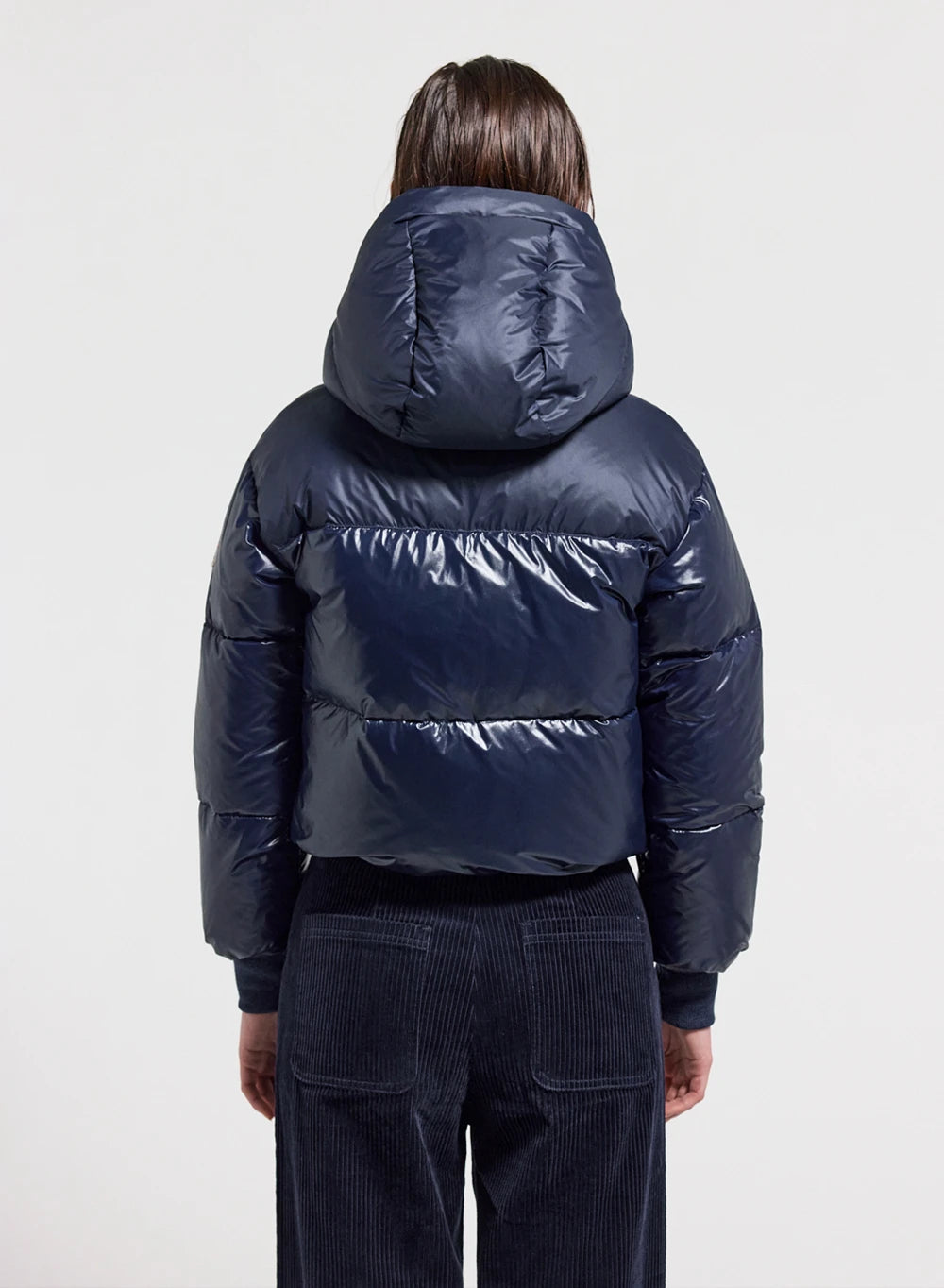 Doudoune courte à capuche pour femme Pyrenex Altic bleu marine