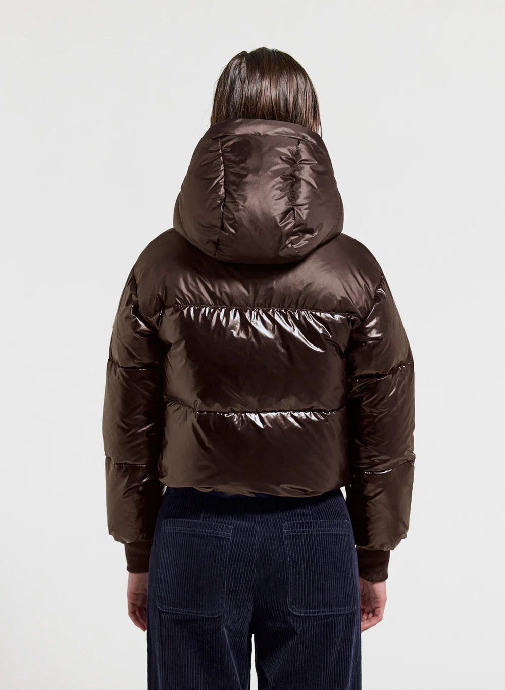 Kurze Daunenjacke mit Kapuze Damen Altic Dunkelbraun-4