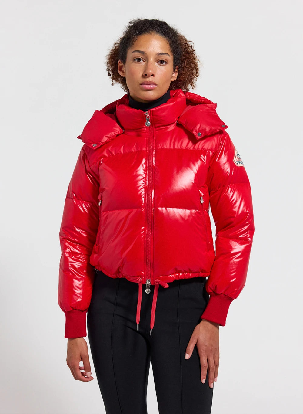 Pyrenex Altic women's short hooded down jacket, red-6