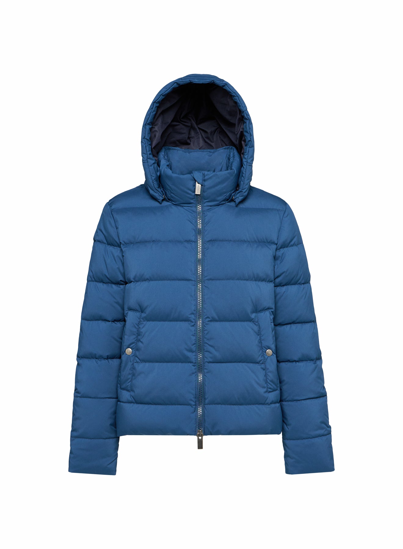 Pyrenex Spoutnic women's down jacket with removable hood, petrol blue-6