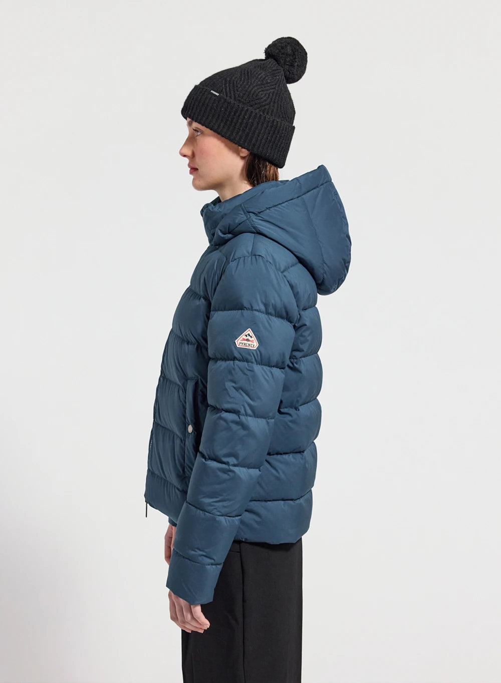Pyrenex Spoutnic women's down jacket with removable hood, petrol blue-3