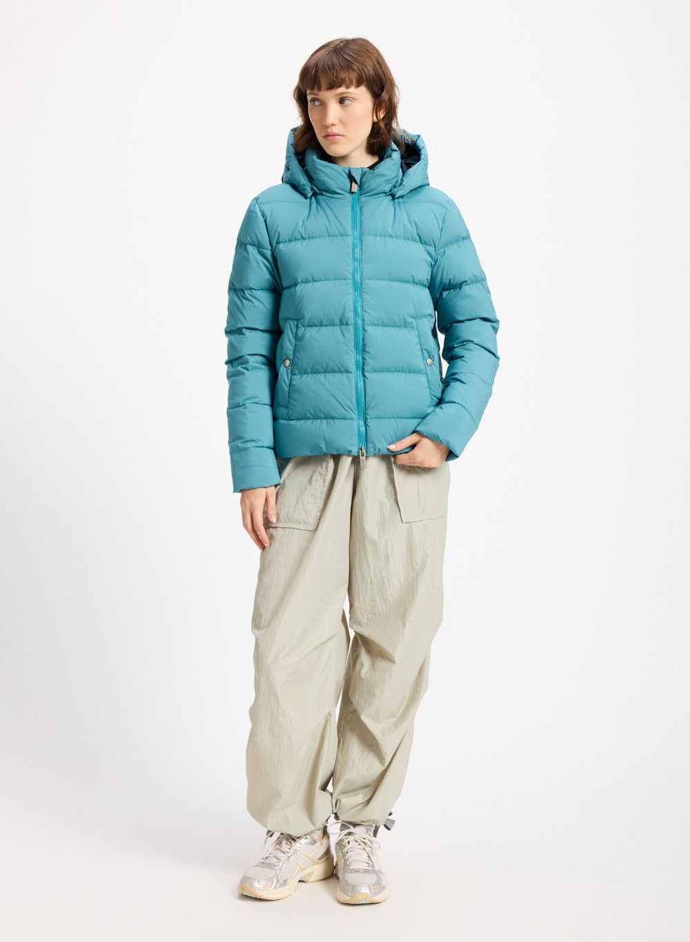 Doudoune femme Pyrenex Spoutnic à capuche amovible bleu turquoise