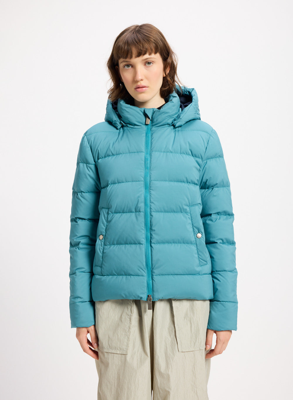 Doudoune femme Pyrenex Spoutnic à capuche amovible bleu turquoise