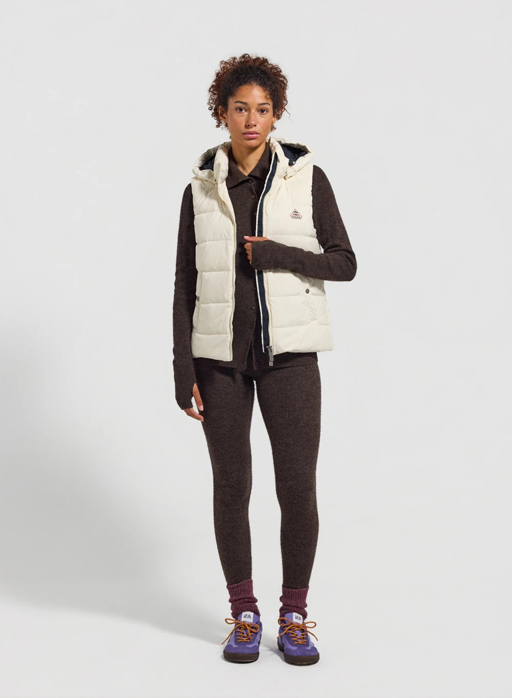 Ärmellose Damen-Daunenjacke Pyrenex Spoutnic mit abnehmbarer Kapuze weiß-2