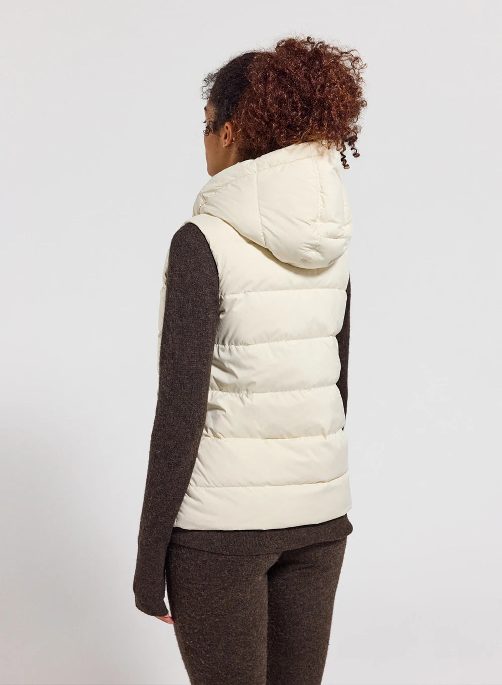 Ärmellose Damen-Daunenjacke Pyrenex Spoutnic mit abnehmbarer Kapuze weiß-3