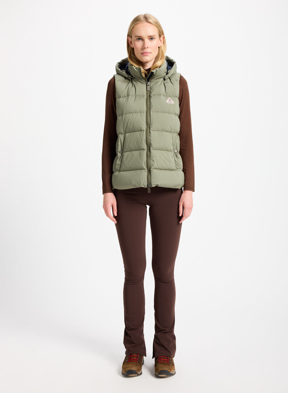 Doudoune sans-manches femme Pyrenex Spoutnic à capuche amovible khaki clair-2