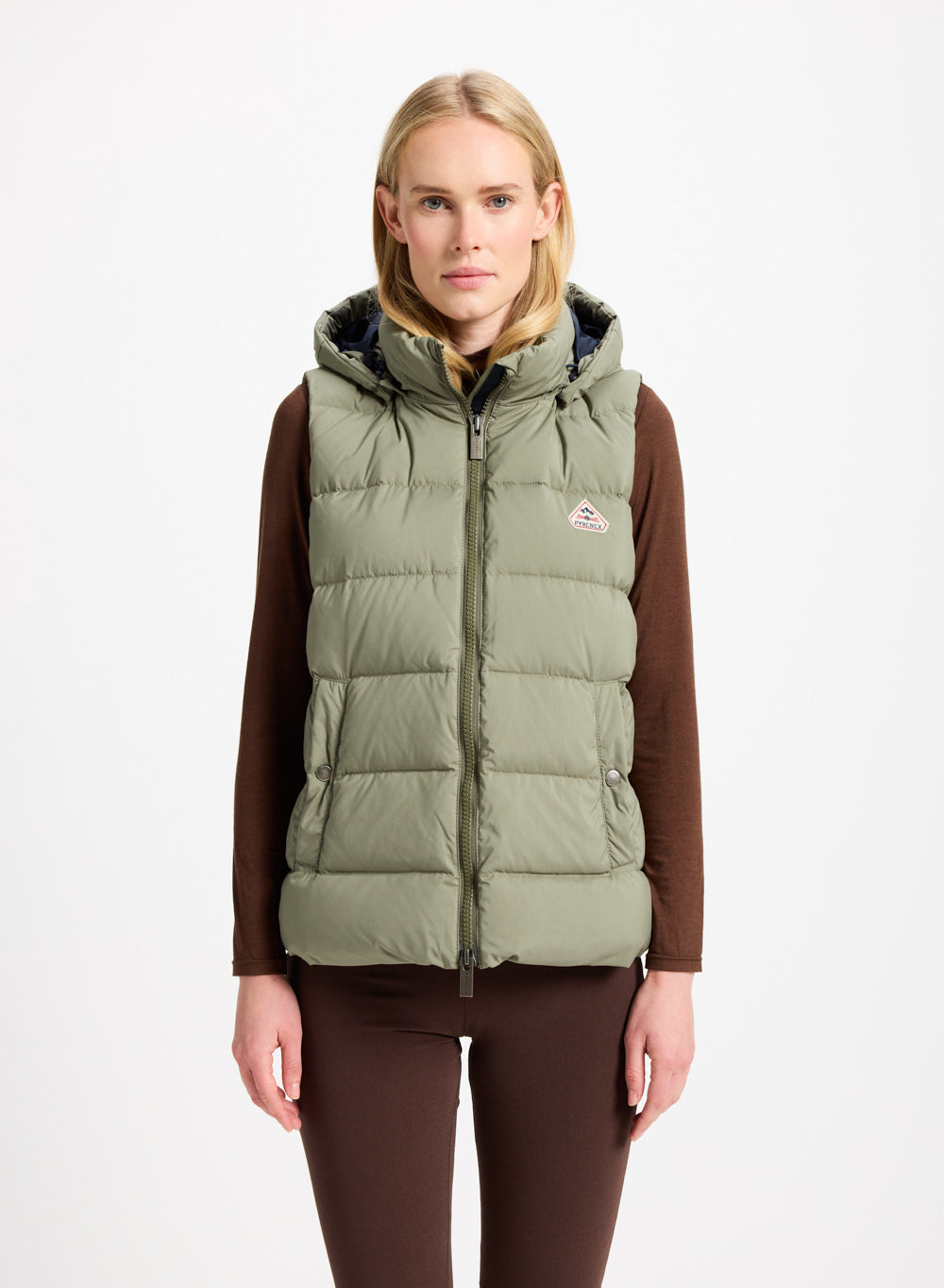 Doudoune sans-manches femme Pyrenex Spoutnic à capuche amovible khaki clair-5
