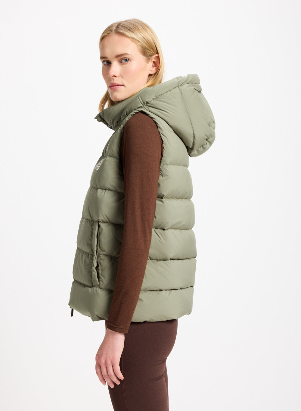 Doudoune sans-manches femme Pyrenex Spoutnic à capuche amovible khaki clair-3