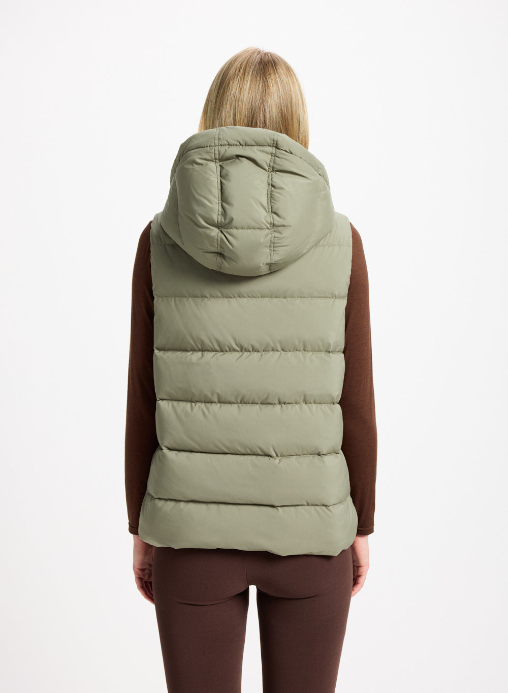 Doudoune sans-manches femme Pyrenex Spoutnic à capuche amovible khaki clair-4