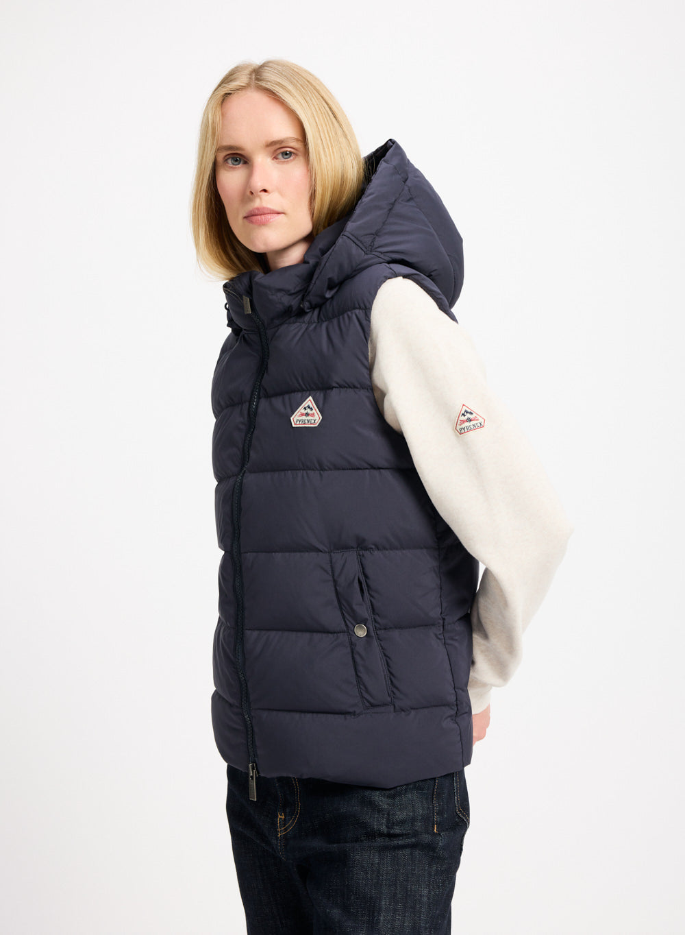 Doudoune sans-manches femme Pyrenex Spoutnic à capuche amovible bleu foncé-3