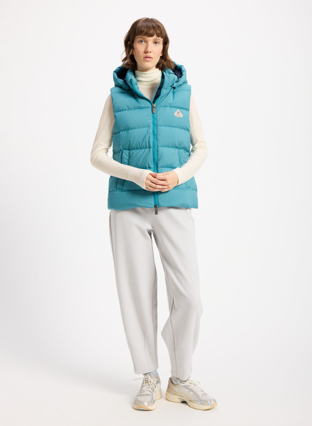 Pyrenex Spoutnic ärmellose Daunenjacke für Damen mit abnehmbarer Türkisblau Kapuze-2