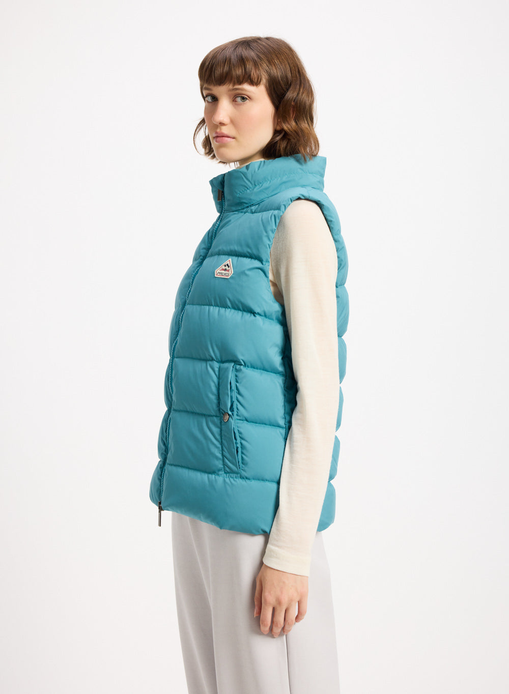 Pyrenex Spoutnic ärmellose Daunenjacke für Damen mit abnehmbarer Türkisblau Kapuze-3