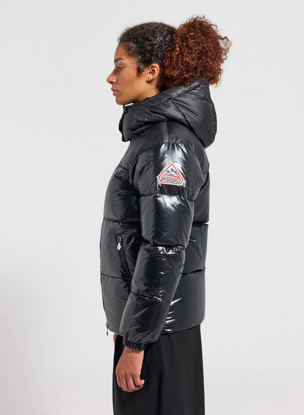 Lively women's shiny black down jacket-4