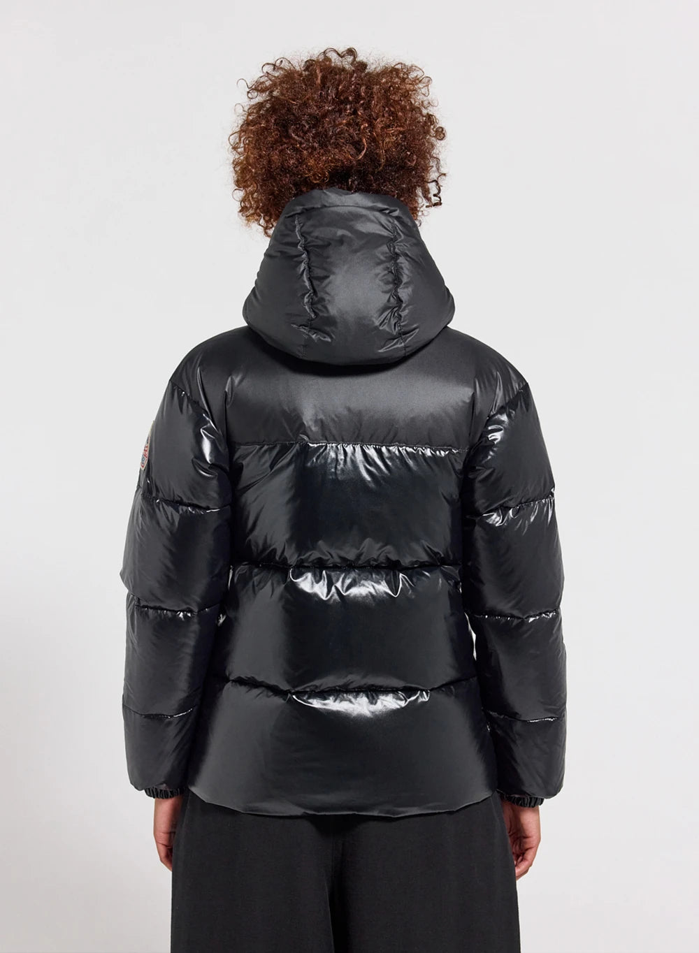 Lively women's shiny black down jacket-5