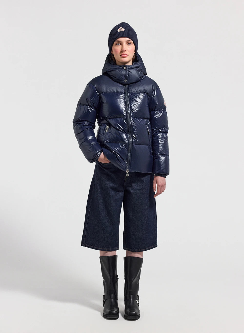 Doudoune brillante femme Lively bleu marine