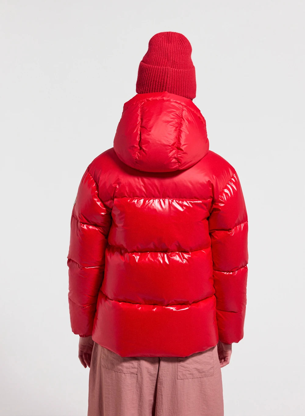 Women's shiny red puffer jacket-5
