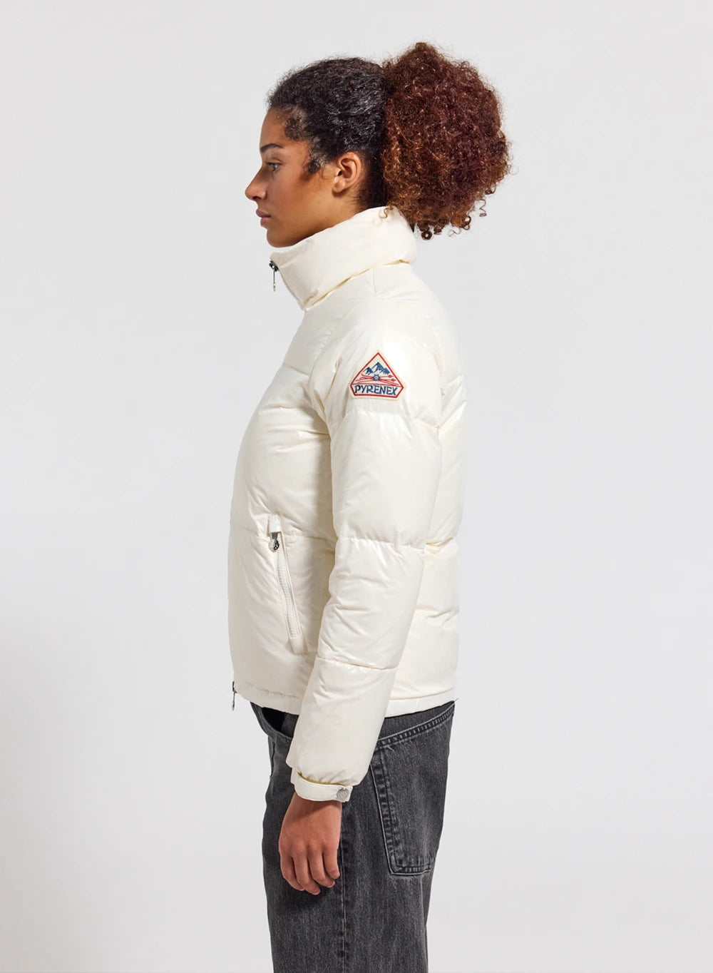 Doudoune courte et brillante pour femme Pyrenex Goldin blanche-3