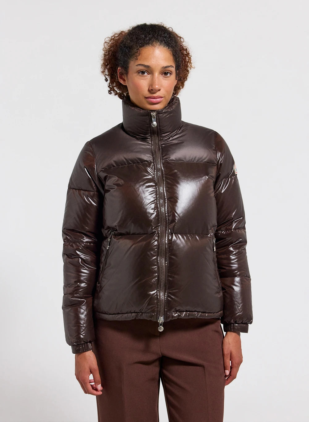 Glänzende Daunenjacke für Damen Pyrenex Goldin dunkelbraun