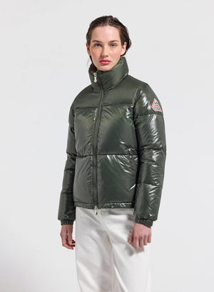 Pyrenex Goldin dark khaki short shiny women's down jacket