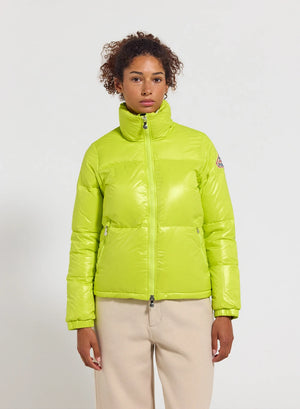 Kurze, glänzende Daunenjacke für Damen Pyrenex Goldin zitronengelb