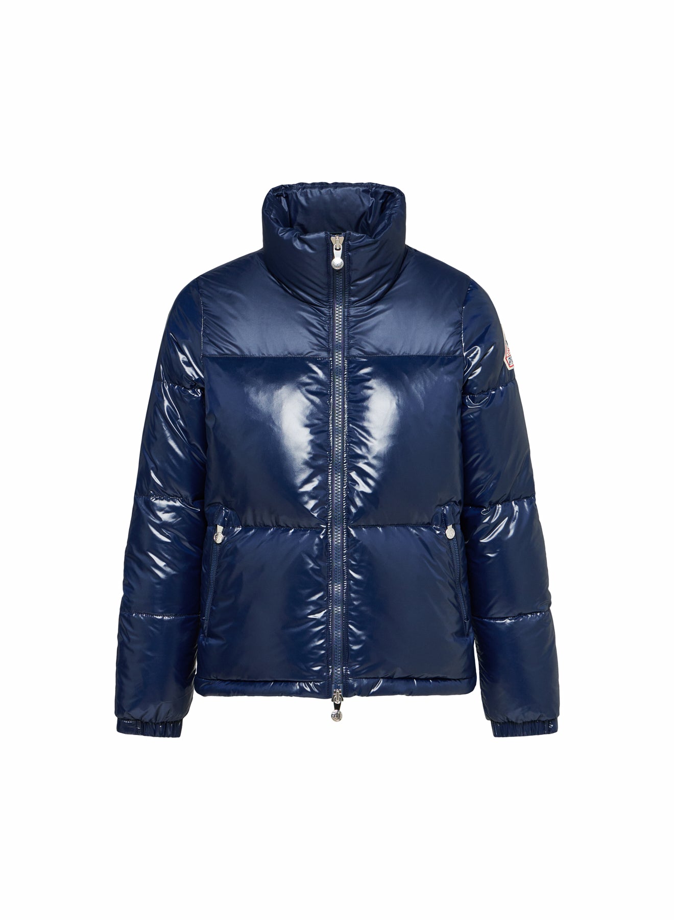 Doudoune courte et brillante pour femme Pyrenex Goldin bleu marine