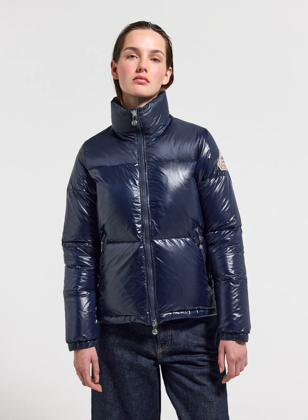 Doudoune courte et brillante pour femme Pyrenex Goldin Amiral-1