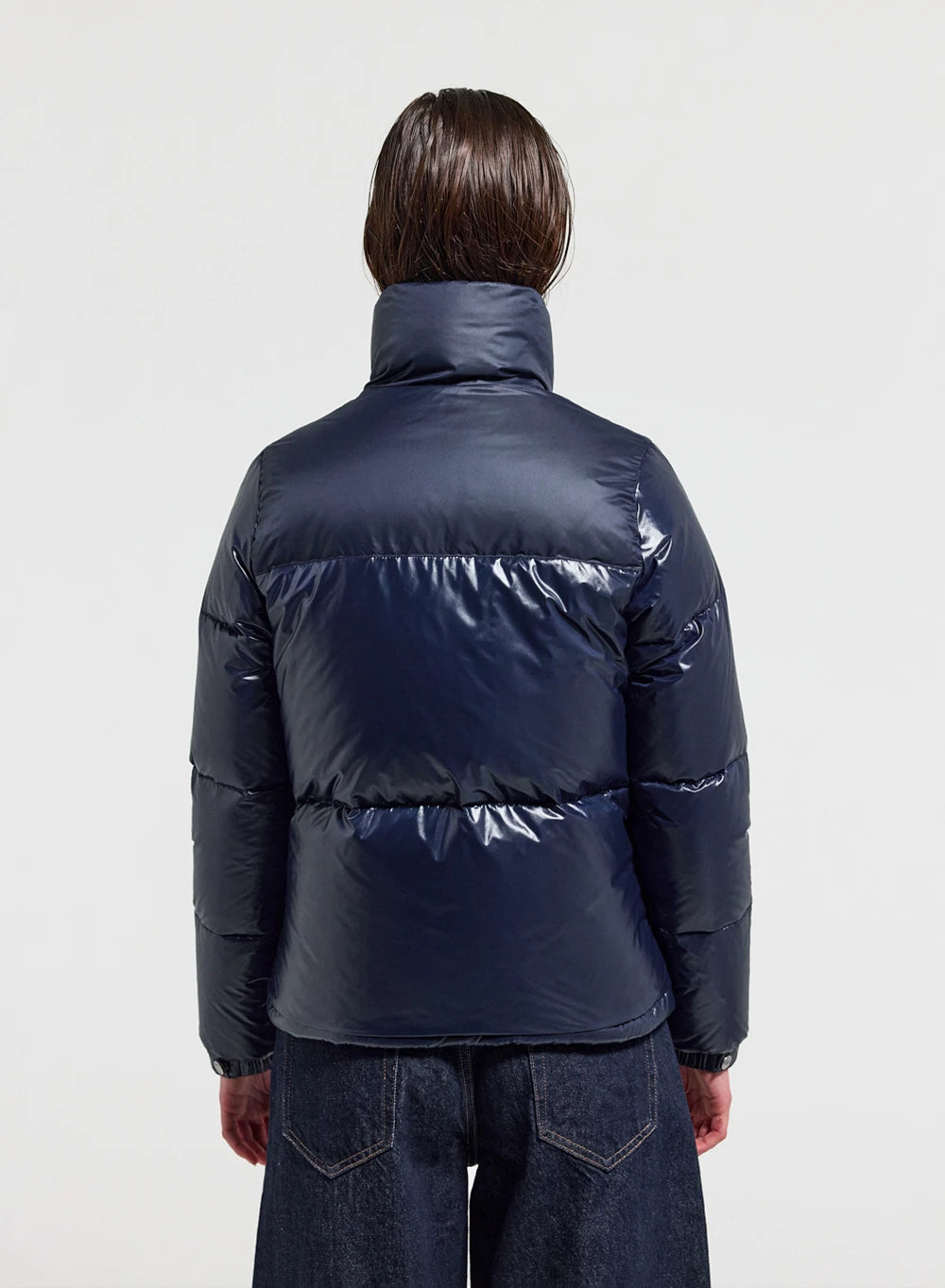 Doudoune courte et brillante pour femme Pyrenex Goldin bleu marine