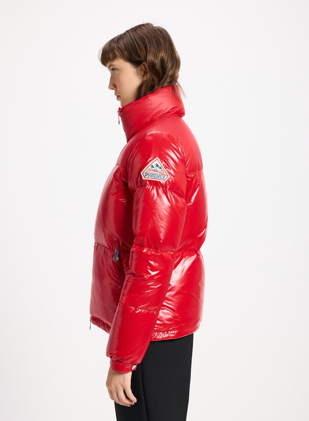 Kurze, glänzende Daunenjacke für Damen Pyrenex Goldin Rot-4