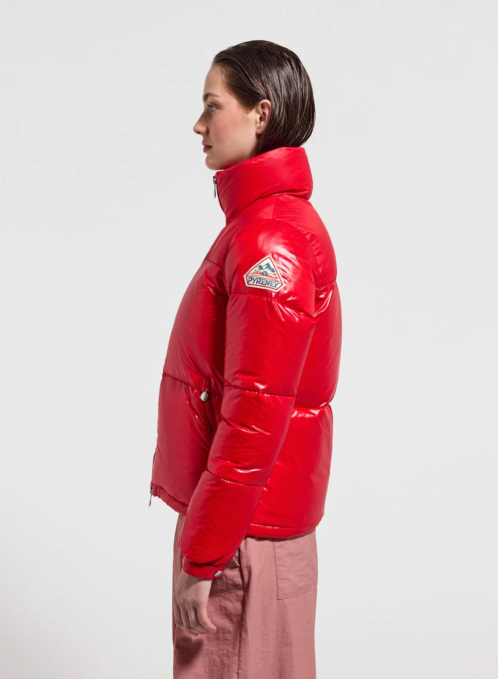 Doudoune courte et brillante pour femme Pyrenex Goldin rouge