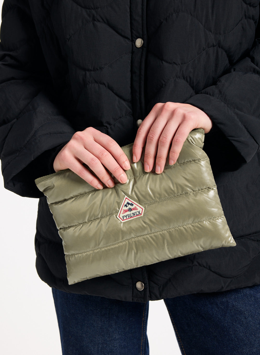 Pochette matelassée Pyrenex Down pouch vintage khaki clair-2