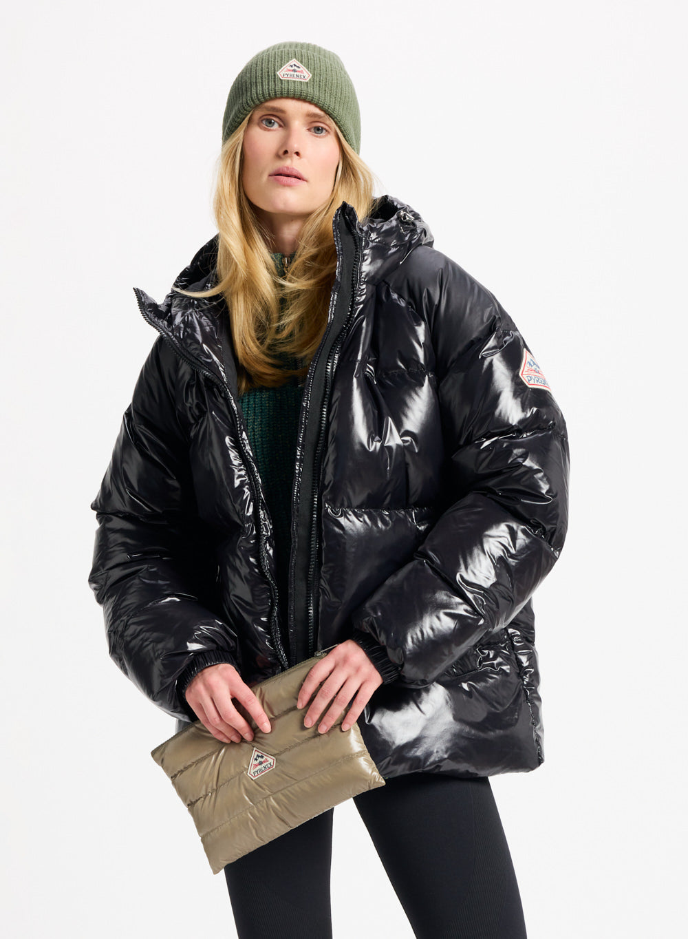 Pochette matelassée Pyrenex Down pouch vintage khaki clair-3