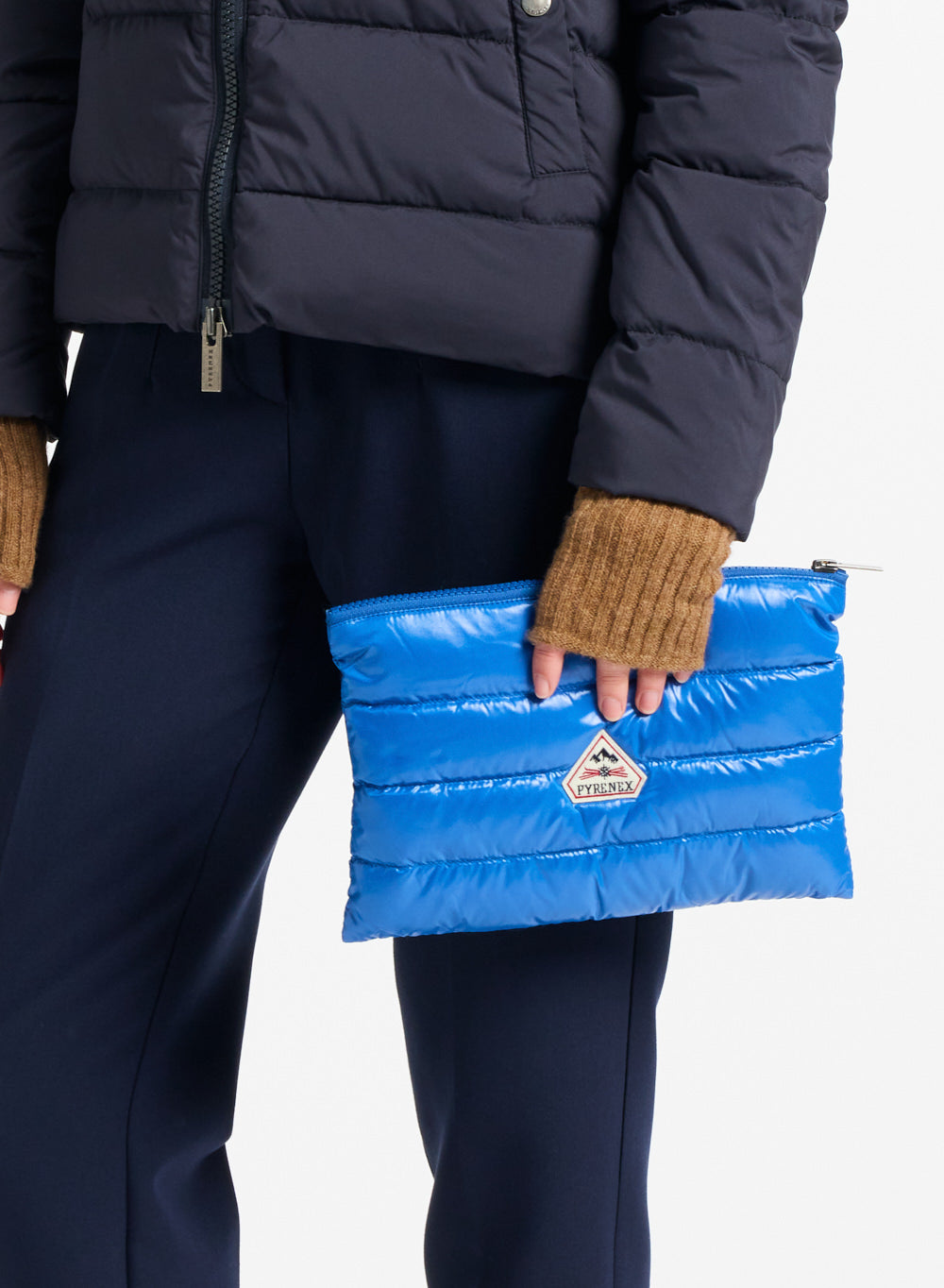 Pochette matelassée Pyrenex Down pouch vintage bleu électrique