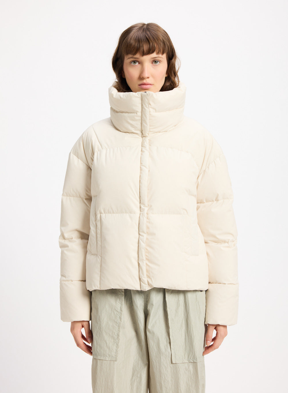 Doudoune courte femme Pyrenex Harmonie Crop beige clair-1