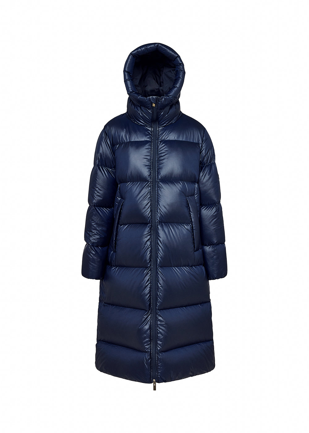 Long made-in-France women's down jacket in natural down Oriela