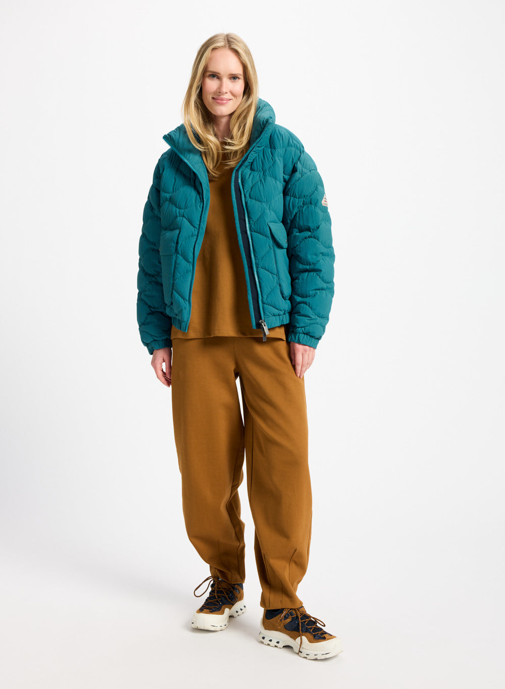 Doudoune courte bomber Pyrenex Enola turquoise-3